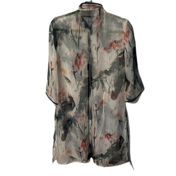 Two in One Layered Silk Oversized Shrit Coat - Picture 4 of 5